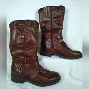 Women's Carisse by Baretraps Brown Faux Fur-Lined Boots Sz 8.5 Inside Zipper